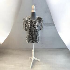 Vintage Stenay Sequin Silk Top Cocktail Glam Top Large